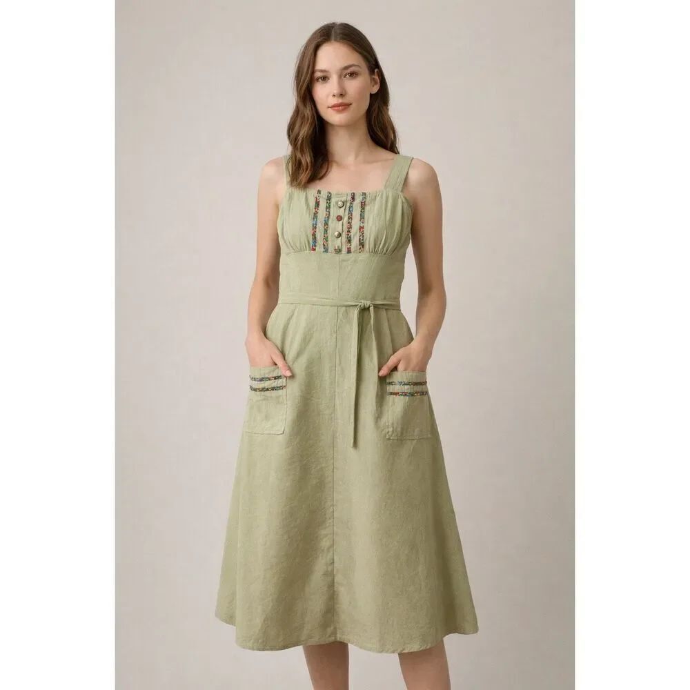 Byer California Sage Embroidered Midi Dress Women’s Medium